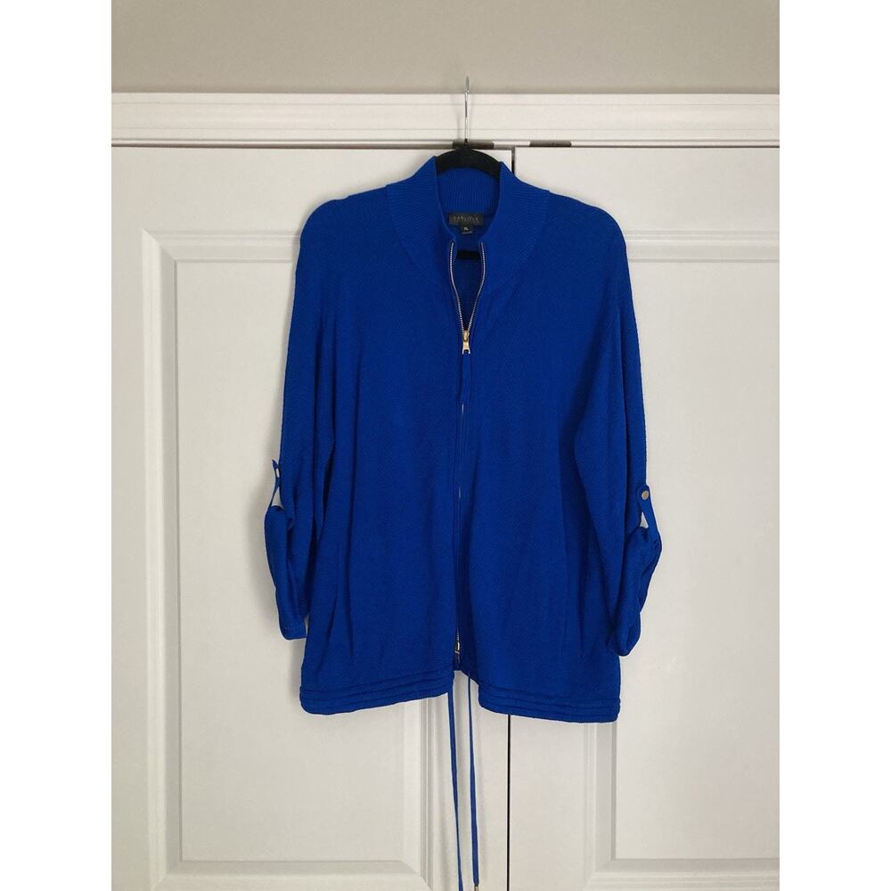Carlisle Women's Knit Sweater Royal Blue Jacket Casual Luxury Wear Size XL